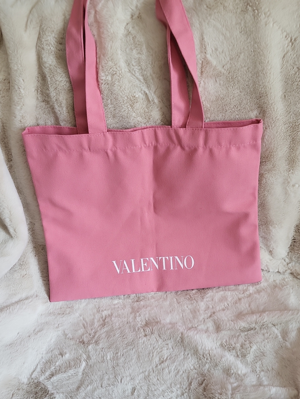 New Valentino Pink Tote Bag with White Logo Beauty